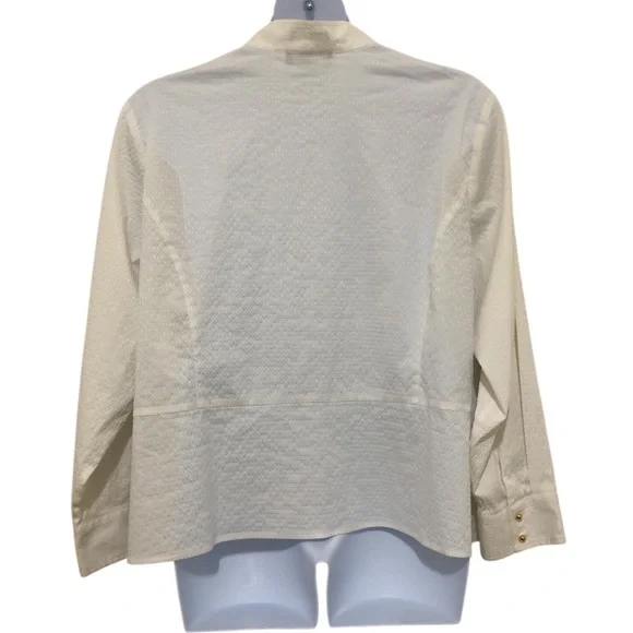 Jones New York Signature Women’s Pullover Blouse 3X White Stretch Gold Buttons - Picture 7 of 12